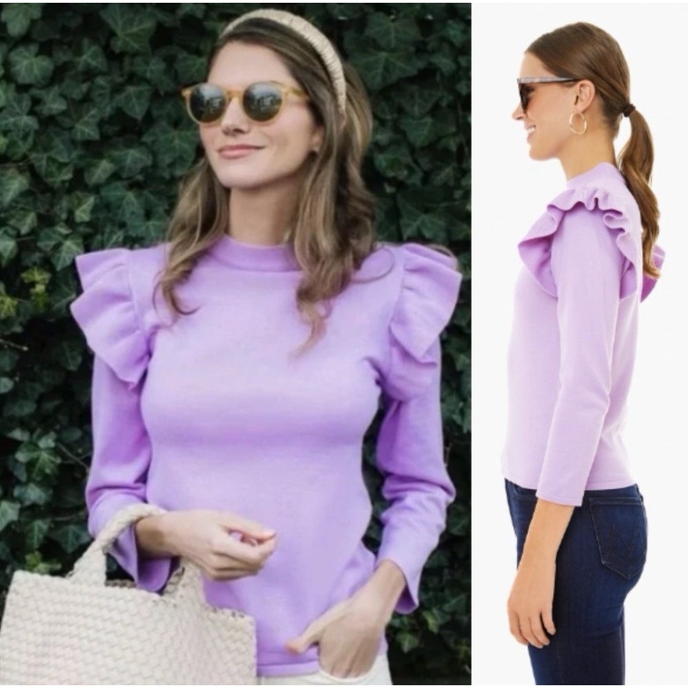 Tuckernuck Pomander Place Size S Ruffle Sweater Lavender Purple